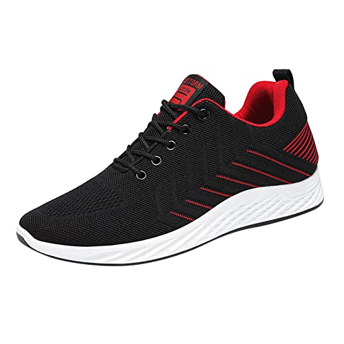 Rot Schwarz Sportschuhe Herren Leicht Weiche Sohle Sneaker FrüHling Und Sommer SchnüRhalbschuhe FüR MäNner Atmungsaktiv rutschfest Freizeitschuhe Flach Kontrastfarbe Mode Turnschuhe von LOIJMK