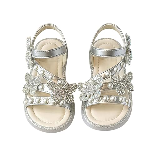 Sandalen 35 Sommer Mädchen Sandalen Koreanische Ausgabe Kleine Mädchen Perle Offene spitze Prinzessin Schuhe Kleine Mittlere Und Große Kinder Performance (Z1-Silver, 30.5 Little Child) von LOIJMK