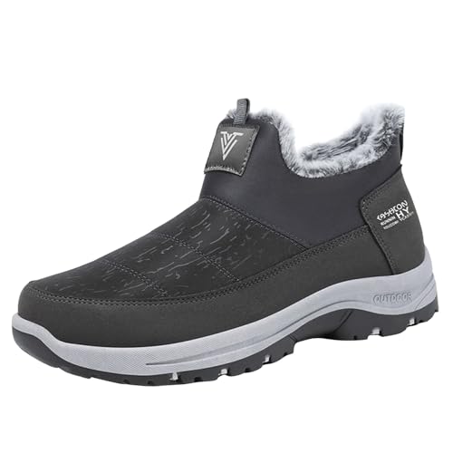Schneestiefel Herren Wasserdicht - Walking Schuhe Herren Breit Weiter Schaft Kurzstiefel Dicke Sohle Rutschfest Wanderschuhe Turnschuhe Halbstiefel Warme Ankle Boots Trekkingschuhe Arbeitsschuhe von LOIJMK