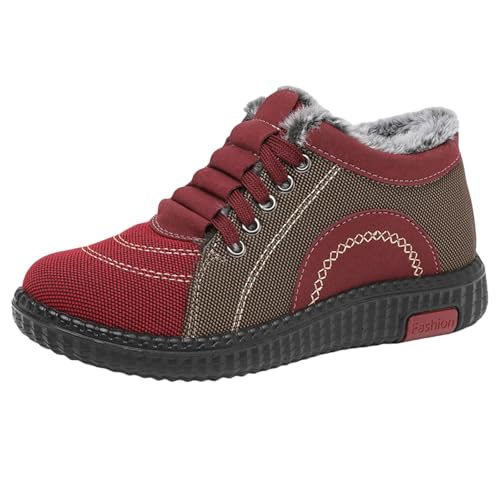 Schnürschuhe Damen Gefüttert Sportschuhe Turnschuhe Winterschuhe Canvas Sneaker Warm Winter Boots Halbschuhe Wanderschuhe Trekkingschuhe Arbeitschuhe Outdoorschuhe Schlupfstiefel Freizeitschuhe von LOIJMK