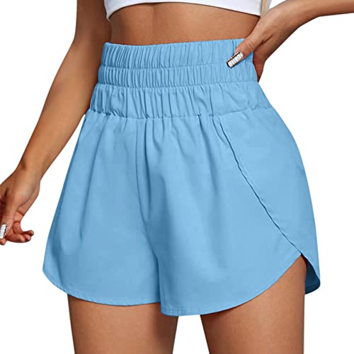 Shorts Damen High Waist Sport Shorts Gummibund Basketball Shorts mit Schlitz Lockere Gym Shorts Hotpants Lounge Strandshorts Laufshorts Slouchy Sweatshorts Frauen Kurze Hose MMA Shorts von LOIJMK