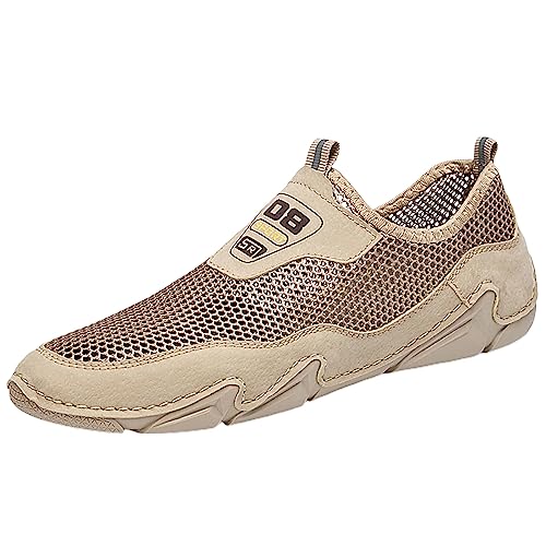 Sommer-Fit-Sport-Freizeitschuhe Herren-Mesh-atmungsaktive Lederschuhe Vielseitige Herrenschuhe Find Herren Schuhe (Beige, 41) von LOIJMK