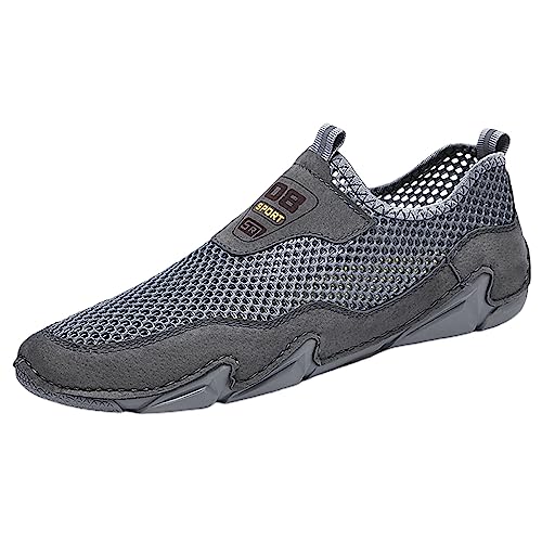 Sommer-Fit-Sport-Freizeitschuhe Herren-Mesh-atmungsaktive Lederschuhe Vielseitige Herrenschuhe Find Herren Schuhe (Grey, 40) von LOIJMK