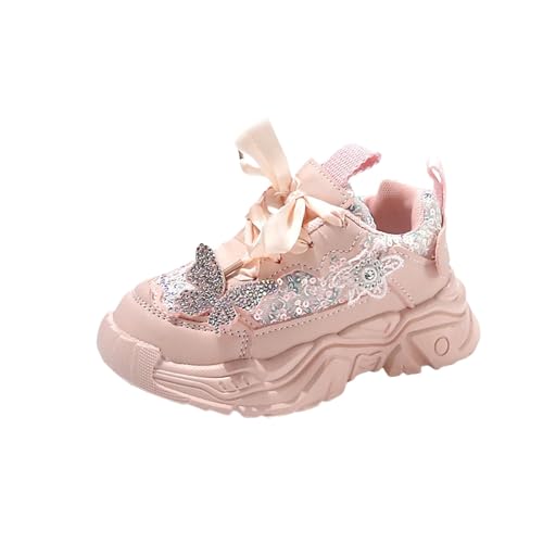 Sportschuhe Mädchen 25, Hallenschuhe Kinder Atmungsaktiv Mesh Sneaker Turnschuhe Rutschfeste Schnürschuhe Laufschuhe Kinderschuhe Hallenturnschuhe Outdoor Wanderschuhe Tennisschuhe Walkingschuhe von LOIJMK