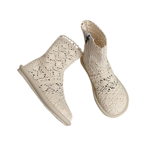 Stiefeletten Damen Atmungsaktiv Mesh Stiefel Kurzstiefel Flache Halbstiefel Schlupfstiefel Damenstiefel Sommerschuhe Freizeitschuhe Strandschuhe Sommerstiefel Weitschaftstiefel Boots Badeschuhe von LOIJMK