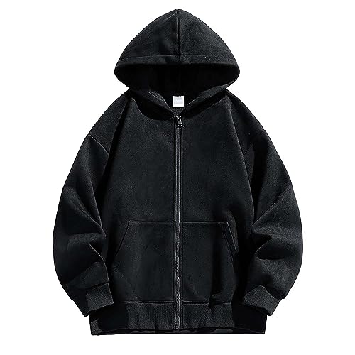 Sweatjacke Herren Oversize Mit Kapuze ，Hoodie MäNner Beige Full ReißVerschluss，Kapuzenpullover Baggy Mit Taschen Sweatshirt Mit Kapuze Leicht Atmungsaktiv üBergangsjacke Herbst College Jacke von LOIJMK