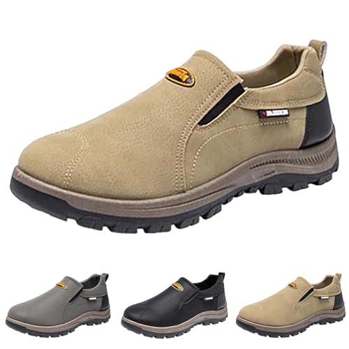 Wanderschuhe Herren Leder Wasserdicht - Orthopädische Schuhe Herren Sneaker Kunstleder Outdoorschuhe Rutschfest Sicherheitsschuhe Trekkingschuhe Warme Turnschuhe Walkingschuhe Bequem Arbeitsschuhe von LOIJMK