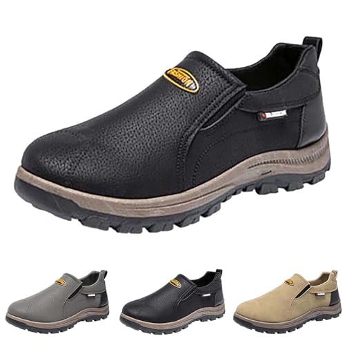 Wanderschuhe Herren Leder Wasserdicht - Orthopädische Schuhe Herren Sneaker Kunstleder Outdoorschuhe Rutschfest Sicherheitsschuhe Trekkingschuhe Warme Turnschuhe Walkingschuhe Bequem Arbeitsschuhe von LOIJMK