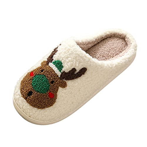 Warme Hausschuhe Damen Elch Weihnachten Hausschuhe Damen Winter Memory Foam Pantoletten Filzpantoffeln Hauspantoffeln Hausschlappen Winter Hüttenschuhe Gefütterte Slippers Schlappen Filzhausschuhe von LOIJMK