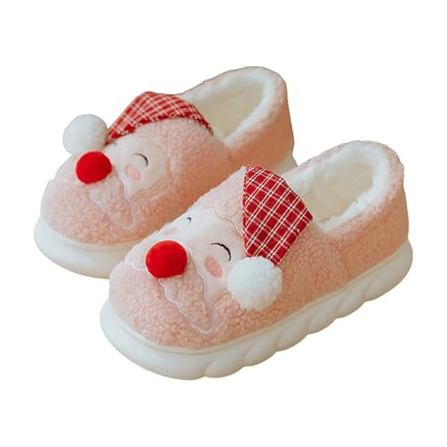 Warme Hausschuhe Damen Weihnachten Hausschuhe Plüsch Winter Hüttenschuhe Weihnachtsmänner Pantoletten Gefütterte Slippers Schlappen Rutschfeste Hauspantoffeln Hausschlappen Puschen Filzpantoffeln von LOIJMK