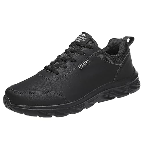 Wasserfeste Schuhe Herren 45 Outdoor Herren Bergsteigen Lässige Sportschuhe Schnürschuhe Einfarbig Laufen Atmungsaktive Schuhe mit weichem Boden O Herren Sneaker 45 (Black, 42) von LOIJMK