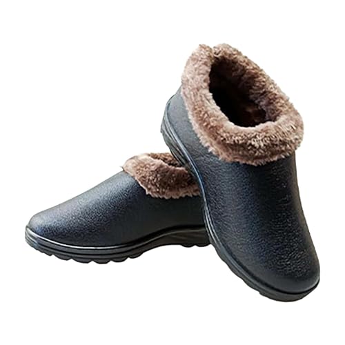 Winterboots Damen Gefüttert Lederschuhe Kurzstiefel Low Top Halbschuhe Winterschuhe Warm Thermoschuhe Rutschfest Wanderschuhe Trekkingschuhe Arbeitsschuhe Winter Boots Freizeitschuhe von LOIJMK