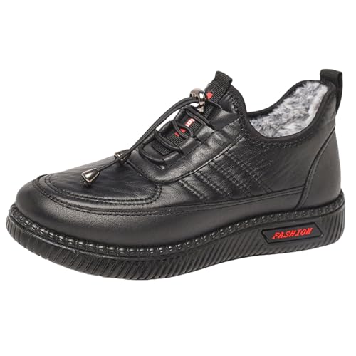 Winterschuhe Damen Gefüttert Lederschuhe Winterboots Low Top Sneaker Halbschuhe Schnürstiefeletten Rutschfest Wanderschuhe Trekkingschuhe Arbeitsschuhe Thermoschuhe Warm Winter Boots von LOIJMK