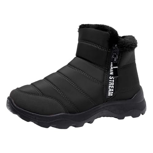 Winterschuhe Damen Winterboots Gefüttert Schneestiefel Wasserdicht Winterstiefel Schlupfstiefel Kurzstiefel Rutschfest Thermostiefel Warm Winter Ankle Boots Damenstiefel Stiefeletten Arbeitsschuhe von LOIJMK