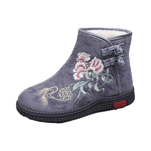 Winterstiefel Damen Gefüttert Winterboots Blumen Kurzstiefel Winterschuhe Warm Winter Ankle Boots Thermostiefel Damenstiefel Stiefeletten Schlupfstiefel Arbeitsschuhe Freizeitschuhe Wanderschuhe von LOIJMK