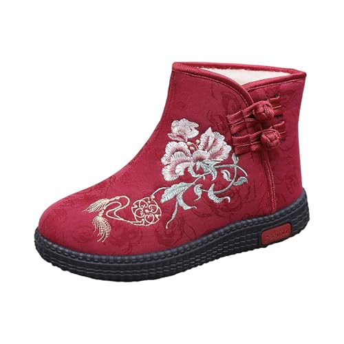 Winterstiefel Damen Gefüttert Winterboots Blumen Kurzstiefel Winterschuhe Warm Winter Ankle Boots Thermostiefel Damenstiefel Stiefeletten Schlupfstiefel Arbeitsschuhe Freizeitschuhe Wanderschuhe von LOIJMK