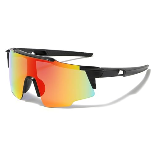 LOJUDI Polarisiert Sonnenbrille Kinder Fahrradbrille - Sportbrille UV400 Schutz Jugendliche Verspiegelt Sonnenbrillen für Jungen Mädchen - Verspiegelt Rot Gelb von LOJUDI