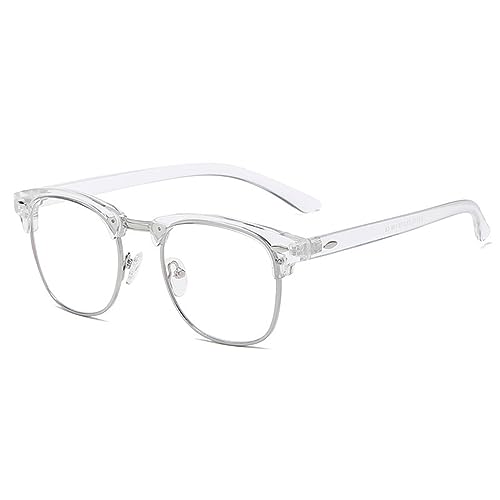 LOJUDI Rahmenlose Blaulichtfilter Brille Damen Herren Anti Blaulicht Brille Ohne StäRke Blaufilter Gaming Brille Computerbrille Durchsichtige für MäDchen MäNne Fensterglas Fakebrillen - Durchsichtige von LOJUDI