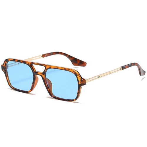 LOJUDI Retro Sonnenbrille Damen Pilotenbrille Herren Vintage Fliegerbrille Blau Gläser Piloten Rechteckig 70er Metall Design Brille UV400 Schutz-Schildkröte/Blue LOJUDI Retro Sonnenbrille Damen Pilotenbrille Herren Vintage Fliegerbrille Blau Gläser Piloten Rechteckig 70er Metall Design Brille UV400 Schutz-Schildkröte/Blue von LOJUDI