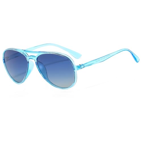 LOJUDI Sonnenbrille Kinder Pilotenbrille Polarisiert Fliegerbrille Coole UV400 Schutz für Jungen MäDchen 4-12 Jahre-Blau von LOJUDI