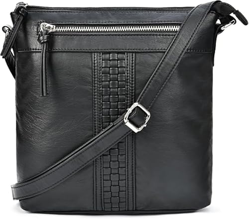 LOKASS Handtasche Damen Umhängetasche mittelgroß – Schultertasche aus weichem PU-Leder mit verstellbarem Gurt, modische Handtasche für Alltag & Büro – Schwarz von LOKASS