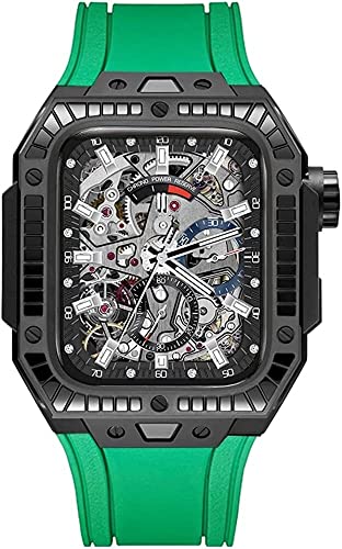 316L Edelstahl -Hülle Nachrüstungskit Fluororubber Uhrengurt ， Für die Apple Watch Band Series 7 45 mm 44 mm, Tactical Protection Metal Hülle für Männer Watch Mod Kit von LOKAXXZU