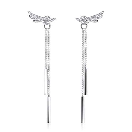925 Schmuck Damen süße Engelsflügel nach einem langen Absatztemperament Ohrringe Quasten Hängelohrringe von LOKAXXZU
