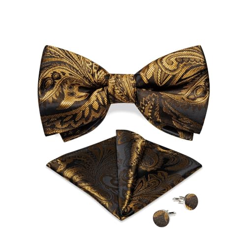 Bowtie Pocket Square Manschettenknöpfe Set für Hochzeitsfeiern geschäftliche Fliege Biege für Mann Shirt Accessoire von LOKAXXZU
