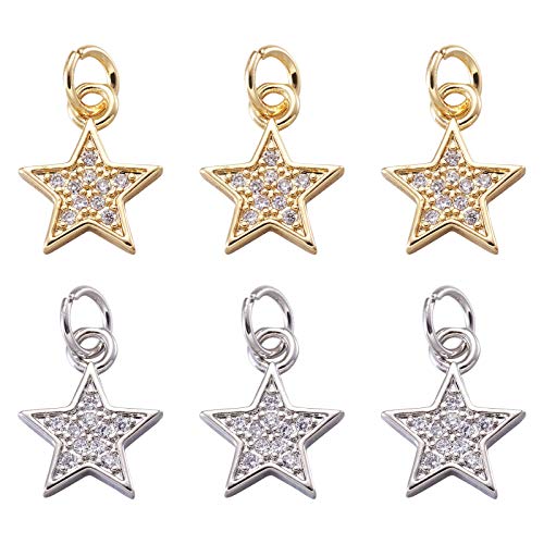 Cheriswelry 20 Sterne Messing Mikropace Cubic Zirkon Anhänger transparent kubisch Zirkon Anhänger Kleid 12,5 x 10 mm Frauen DIY BRÜFUNGSREICHEN HALLRING HALKREGE JUDELY Produktionsproduktion von LOKAXXZU