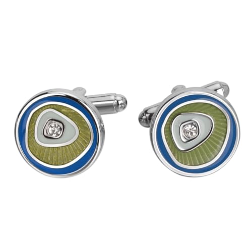Color Match Business Round Herren Metall Emaille Anzug Französisch Hemd Manschettenknöpfe Kristall Diamant von LOKAXXZU
