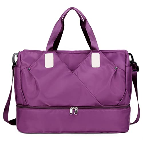 Damen -Fitness -Tasche Mädchen weibliche Handgepäck Reisebüten Wochenendbeutel Frauen Multifunktionale Fitness -Taschen (Farbe: Dunkelviolett) von LOKAXXZU