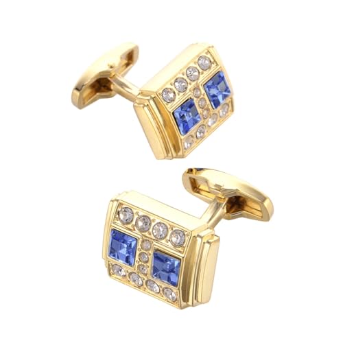 Elektroplattierte Kristall französische Manschettenknöpfe goldene Männerhülsen-Hemdzubehör für Männer von LOKAXXZU