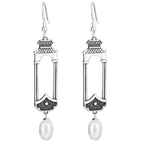 Fashion Statement Ohrringe, S925 in der Nähe von Wasserplattform Ohrringe, alte Palast-Stil Perle Quaste Ohrringe Ohrringe Ohrringe von LOKAXXZU