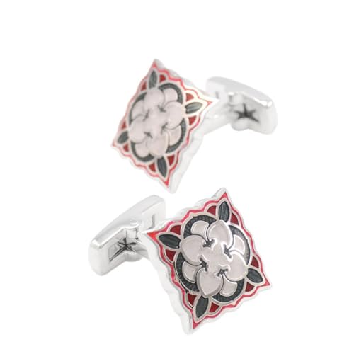 Französisches Hemd Manschettenknacken Quadratmuster Vintage -Ärmel Nägel Herren Boutique Business Red Back Emaille von LOKAXXZU