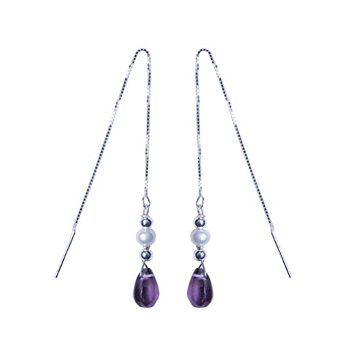 Frauen Ohrringe, S925 hellviolettes Tropfen Glasperlenohrringe, weiblicher handgefertigter Ohrschmuck hellpurpurer Perle von LOKAXXZU