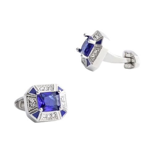 Hemdmetall Manschettenknöpfe Herrenquadratische Set mit Strasskupfer Zirkon Manschettenknöpfen (weißer Frucht-Peach5) von LOKAXXZU