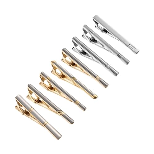 Herren-Krawattenclip 8-teiliger Set mit Box Goldfarbene Krawattenclipzubehör Cufflinks Krawattenclip von LOKAXXZU