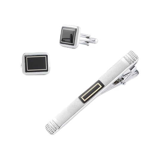Herren-Runde Metallmusterzubehör Binde Clip Cufflink Kombination (3-Pack) von LOKAXXZU