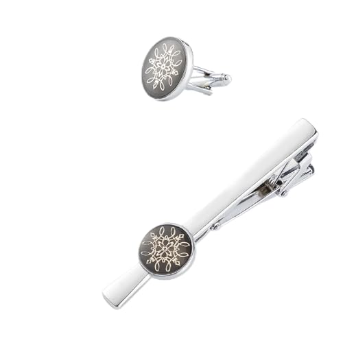 Herren-Runde Metallmusterzubehör Binde Clip Cufflink Kombination (3-Pack) von LOKAXXZU