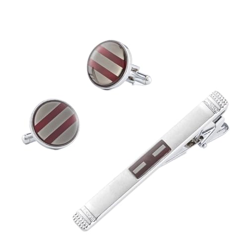 Herren -Runde Metallmusterzubehör Binde Clip Cufflink Kombination (Argento) von LOKAXXZU