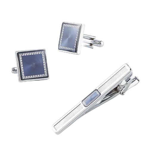 Herren -Runde Metallmusterzubehör Binde Clip Cufflink Kombination (Argento) von LOKAXXZU
