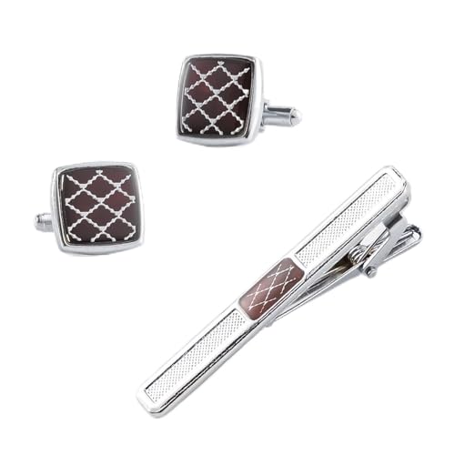 Herren -Runde Metallmusterzubehör Binde Clip Cufflink -Kombination (D) von LOKAXXZU
