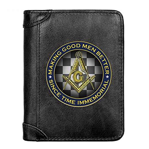 Herren echtes Leder mit hoher Kapazität Triufold Short Wallet, RFID blockieren multifunktionale schlanke, schlanke Fotofenster und Kreditkartenhalter Freimaurer Geld Geldgänger, schwarz, Stil 10 von LOKAXXZU