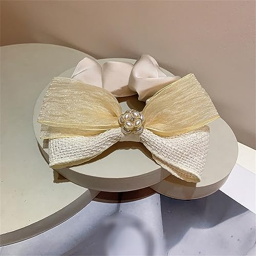 Kopfschmuck Perle Camellia Fairy Falten Gaze Niger Patchwork Farbe Satin Haarkreis (E) von LOKAXXZU