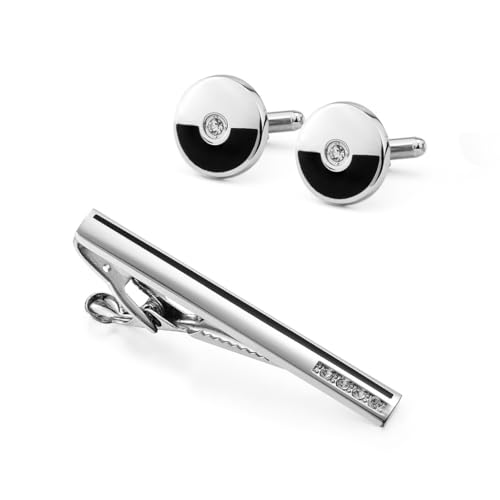 Krawatte CLIP Cufflink Set Silber Diamond Sleeve Nails Circle Kragen Clip Herren -Persönlichkeitszubehör für Männer von LOKAXXZU