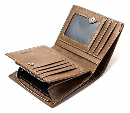 LOKAXXZU Anti-Diebstahl Pinsel Herren Brieftasche Retro Casual Reißverschlussmünze Geldbörse Leder Brieftasche von LOKAXXZU