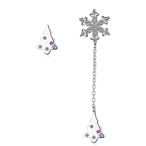 LOKAXXZU Armbänder für Damenschmuck, asymmetrisch besetzte Mädchen kleiner frischer Diamant -Schneeflocken Langes Weihnachtsbaumohr Hänge süßes Ohrschmuck von LOKAXXZU