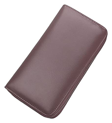 LOKAXXZU Blockierende Leder Business Wallet Billfold Wallethalter Langer Brieftasche Reißverschlussmünzen Geldbeutel Telefonbeutel Trendy (Dunkelvolett) von LOKAXXZU