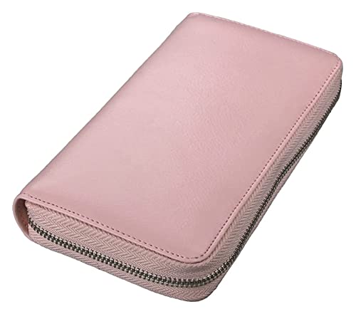 LOKAXXZU Blockierende Leder Business Wallet Billfold Wallethalter Langer Brieftasche Reißverschlussmünzen Geldbeutel Telefonbeutel Trendy (Pink) von LOKAXXZU