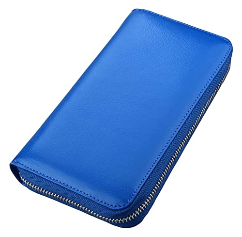 LOKAXXZU Blockierende Leder Business Wallet Billfold Wallethalter Langer Brieftasche Reißverschlussmünzen Geldbeutel Telefonbeutel Trendy (blau) von LOKAXXZU